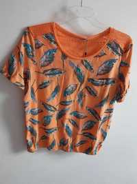 Bluzka koszulka damska w piórka pomarańczowa M Cecil