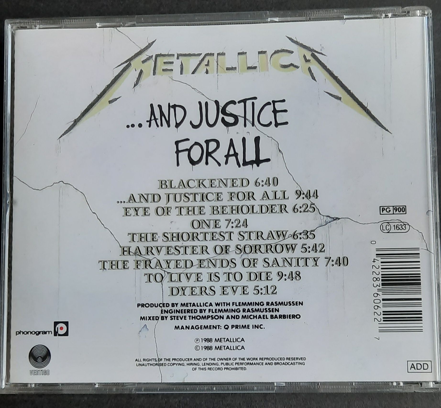 Metallica  - and justice for all cd