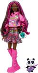 Барбі екстра у клітчатій спілниці 18 з пандою. Barbie Extra Pet Panda