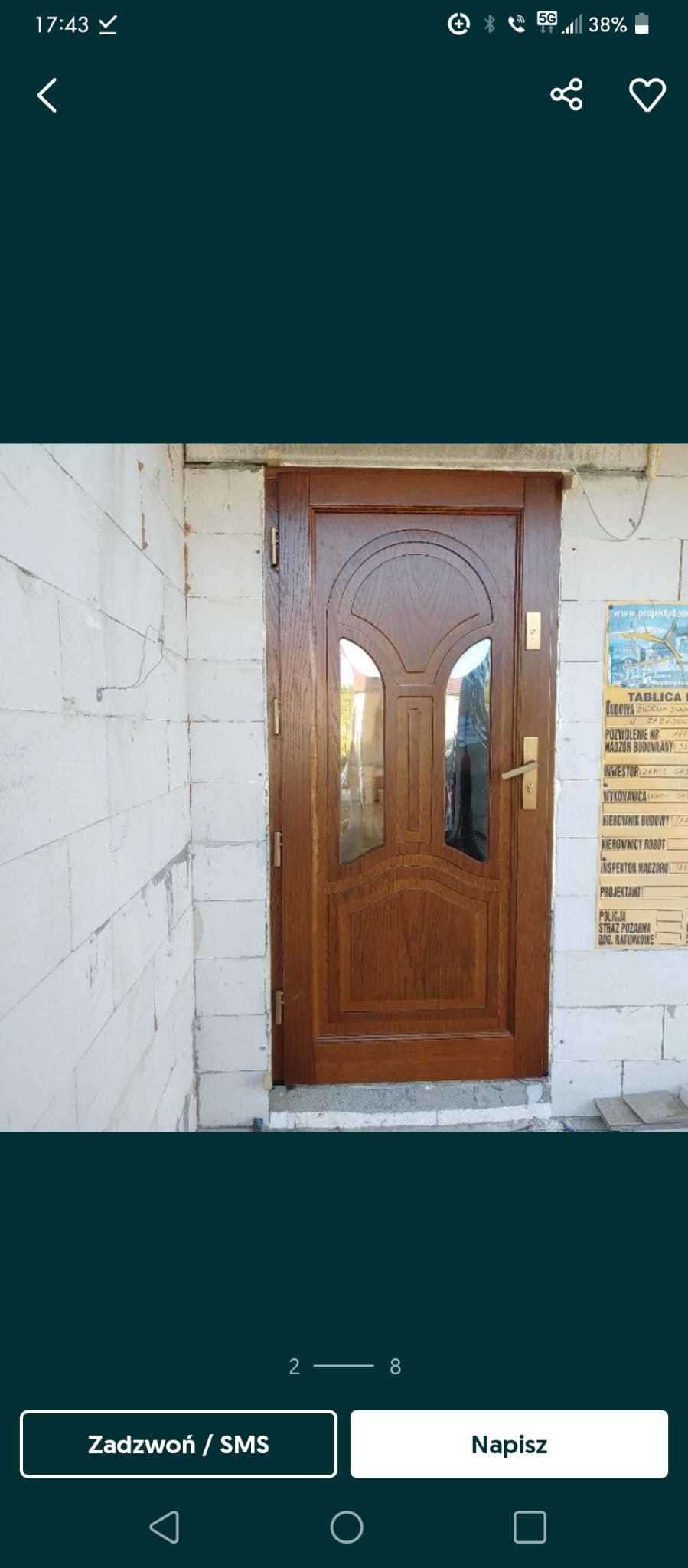 Drzwi wejściowe zewnętrzne drewniane dębowe dostawa gratis