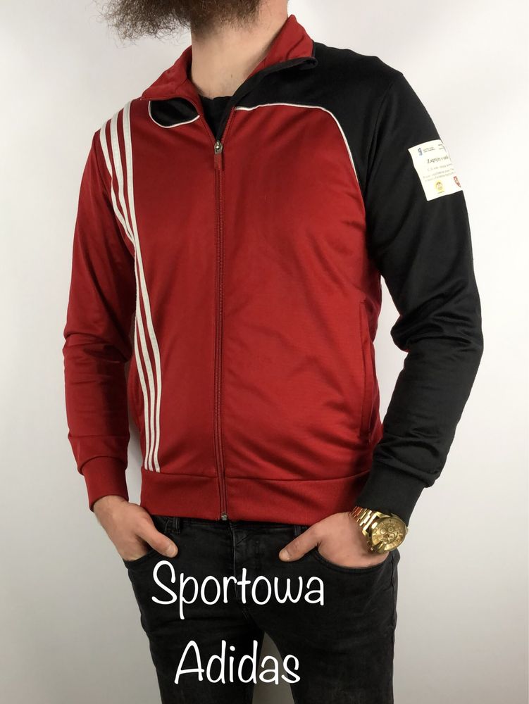 Czerwona wiosenna sportowa bluza dresowa Adidas