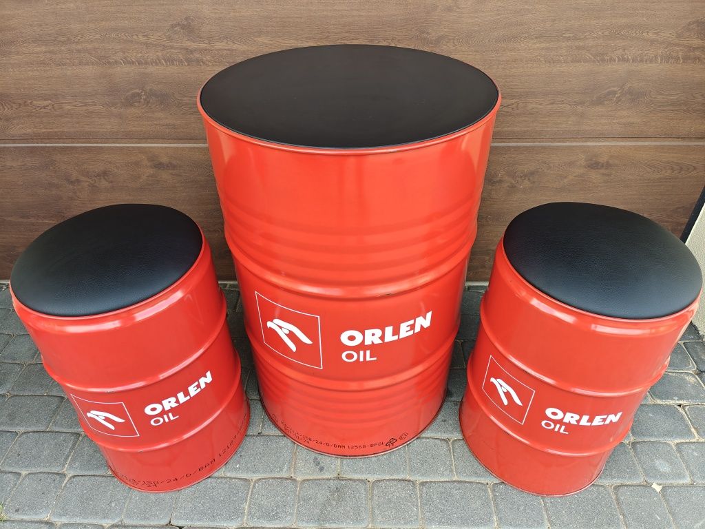 Zestaw mebli z beczek Orlen Oil