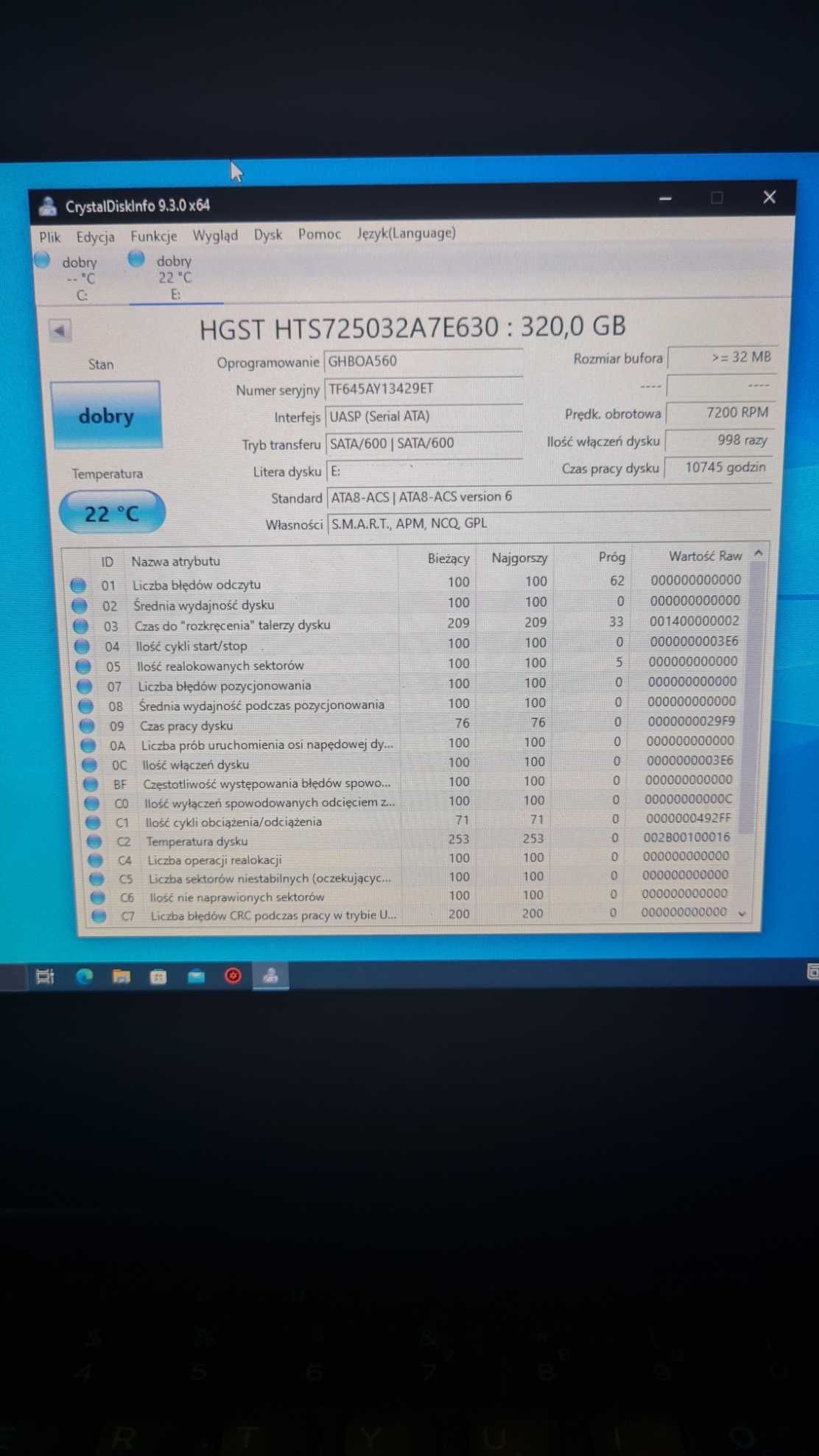 dysk 320gb 2.5 sprawny #129