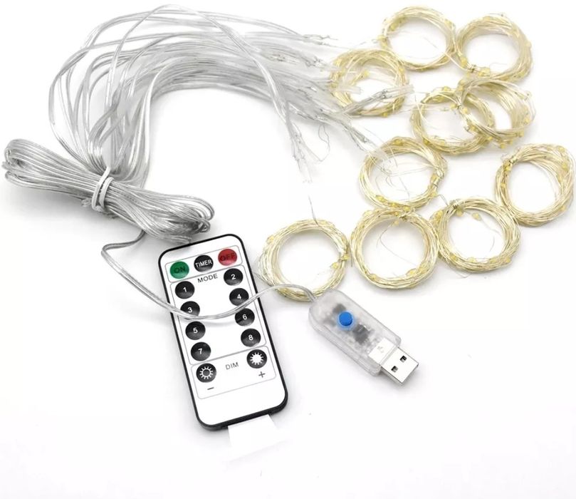 Гирлянда штора роса для осветления комнаты золото и белая