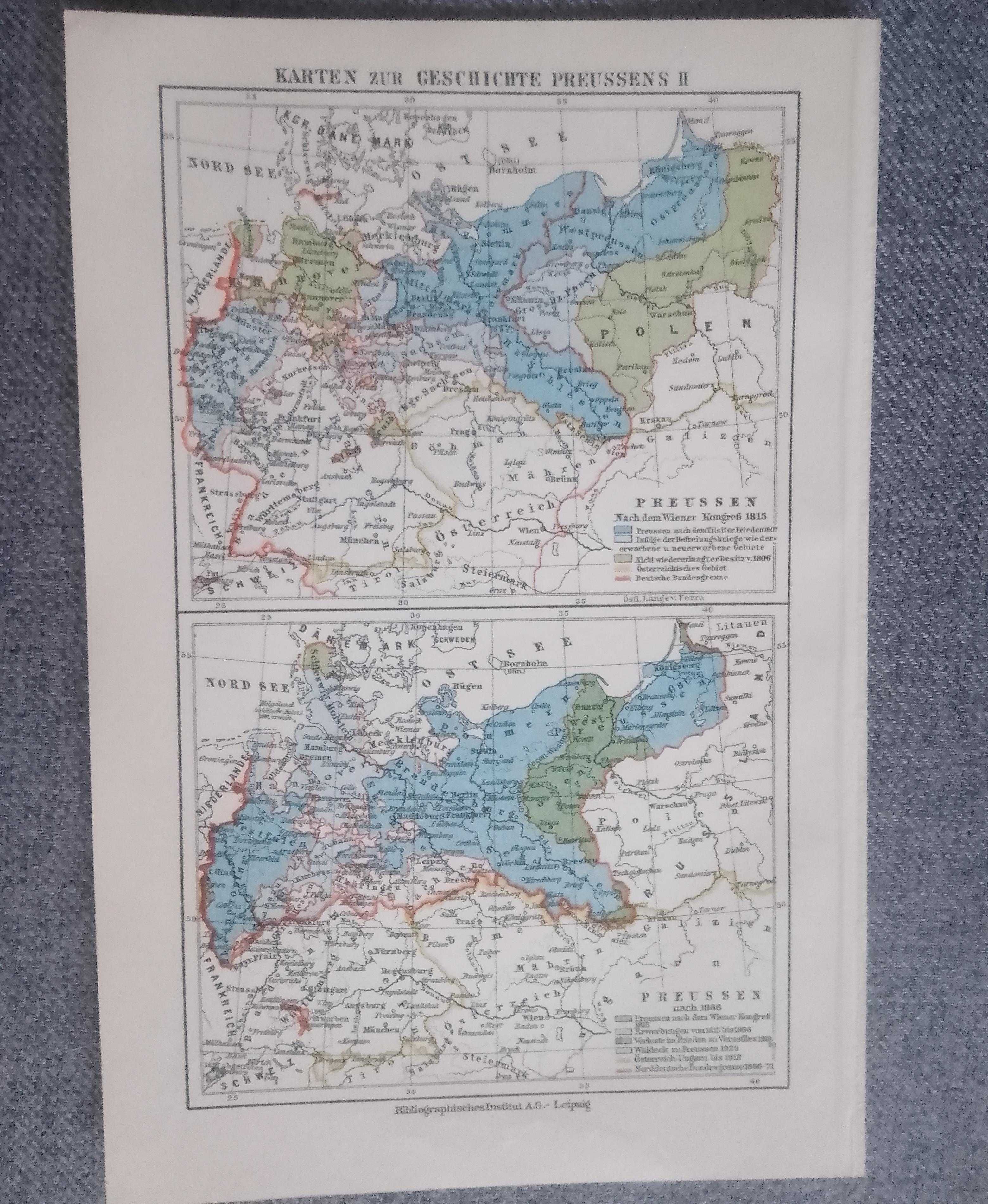 Prusy (2)   oryginalna, historyczna mapa z XIX w.