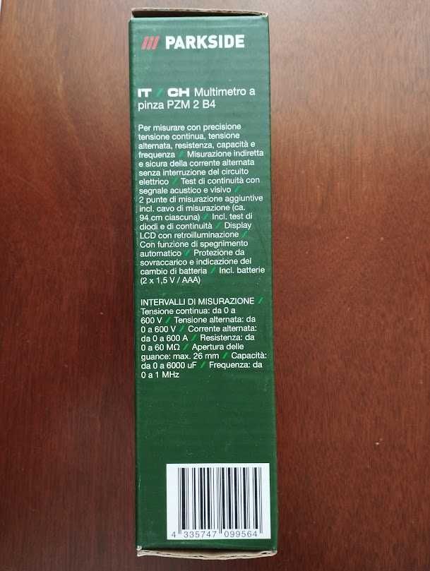 Мультиметр цифровий з кліщами Parkside PZM 2 B4