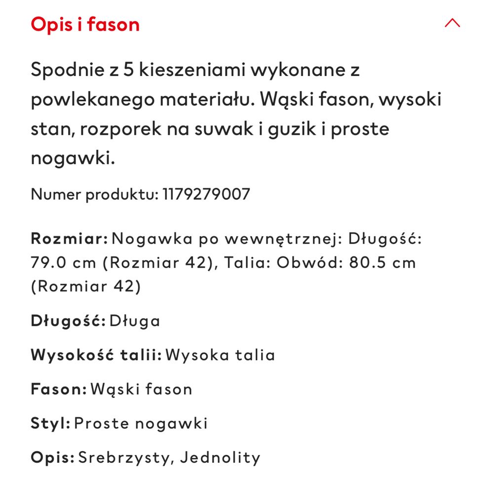 Srebrne powlekane spodnie H&M