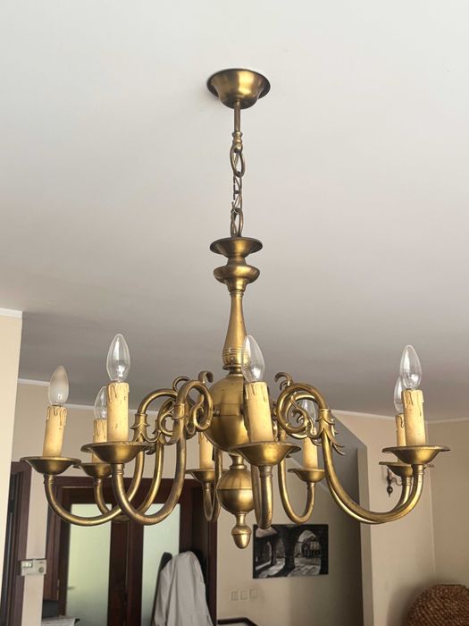 Candeeiro de teto em latão. Vintage