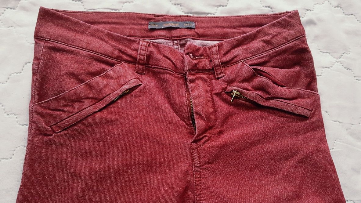 Spodnie damskie Pull&Bear bordowe r.34 XS