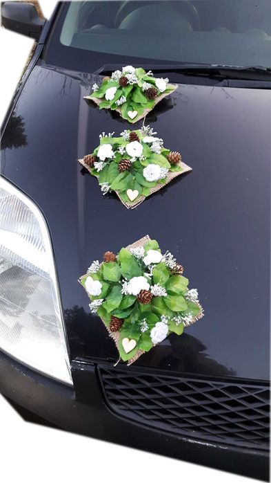 Dekoracje na auto RUSTYKALNA ozdoba na auto + kokardy z JUTY 143