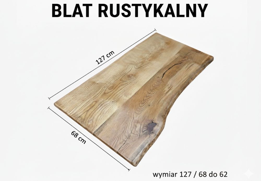 Blat na biurko 127x62-68 Live Edge