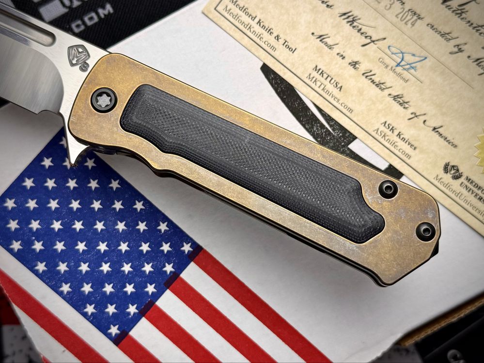 Нож Medford TFF-4 Bronze Titanium Black G10 Satin Drop Point S35VN