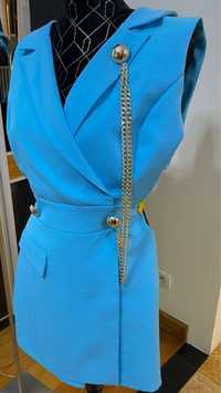 Kombinezon sukienka zakietowa błękitna M/L