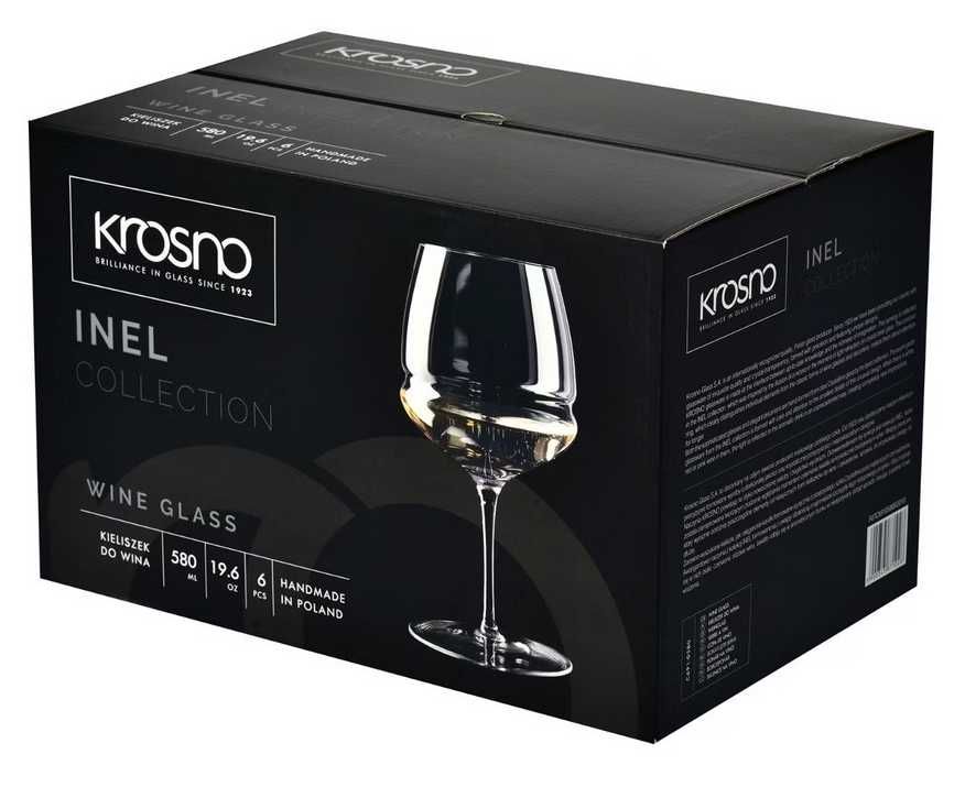 Ręcznie wykonane kieliszki do wina Krosno Glass Inel 580 ml 6x