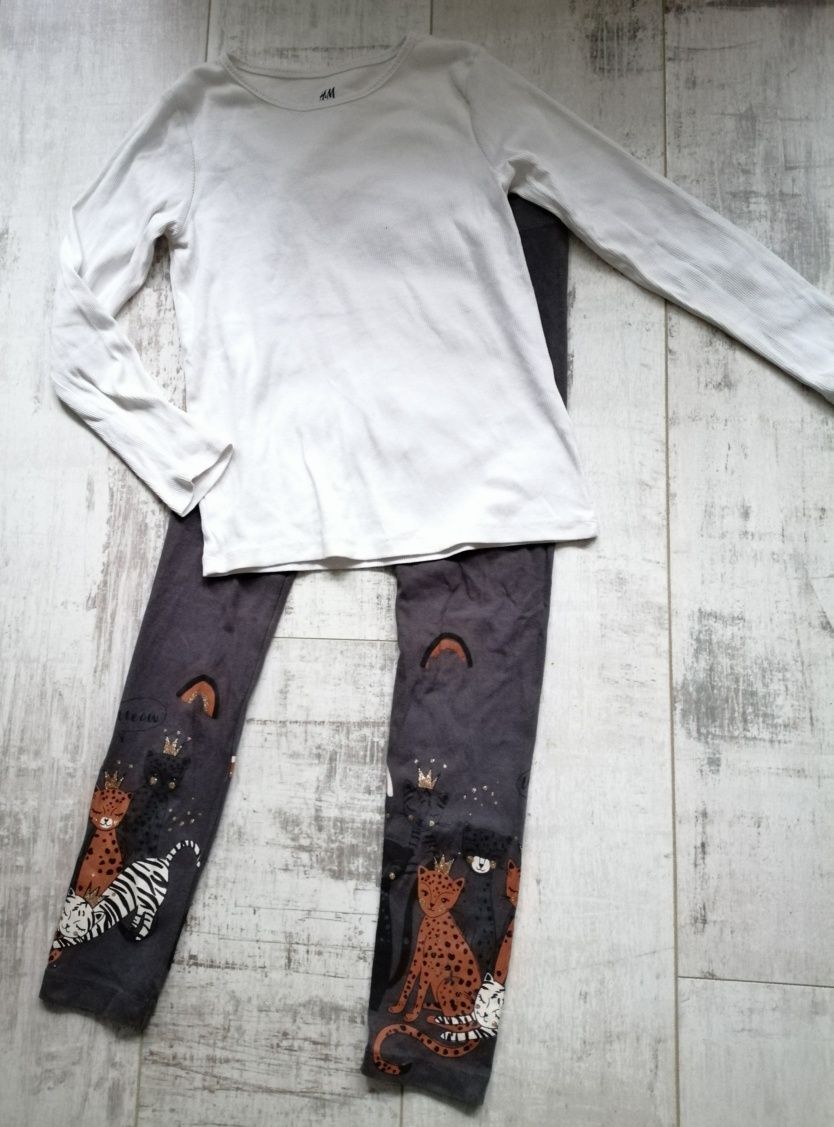 Zestaw dla dziewczynki rozmiar 122-128 cm H&M legginsy i bluzka