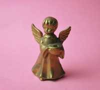 aniołek figurka świecznik mosiądz retro vintage