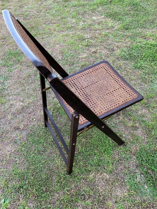 Krzesło składane, rattan, vintage, lata 60