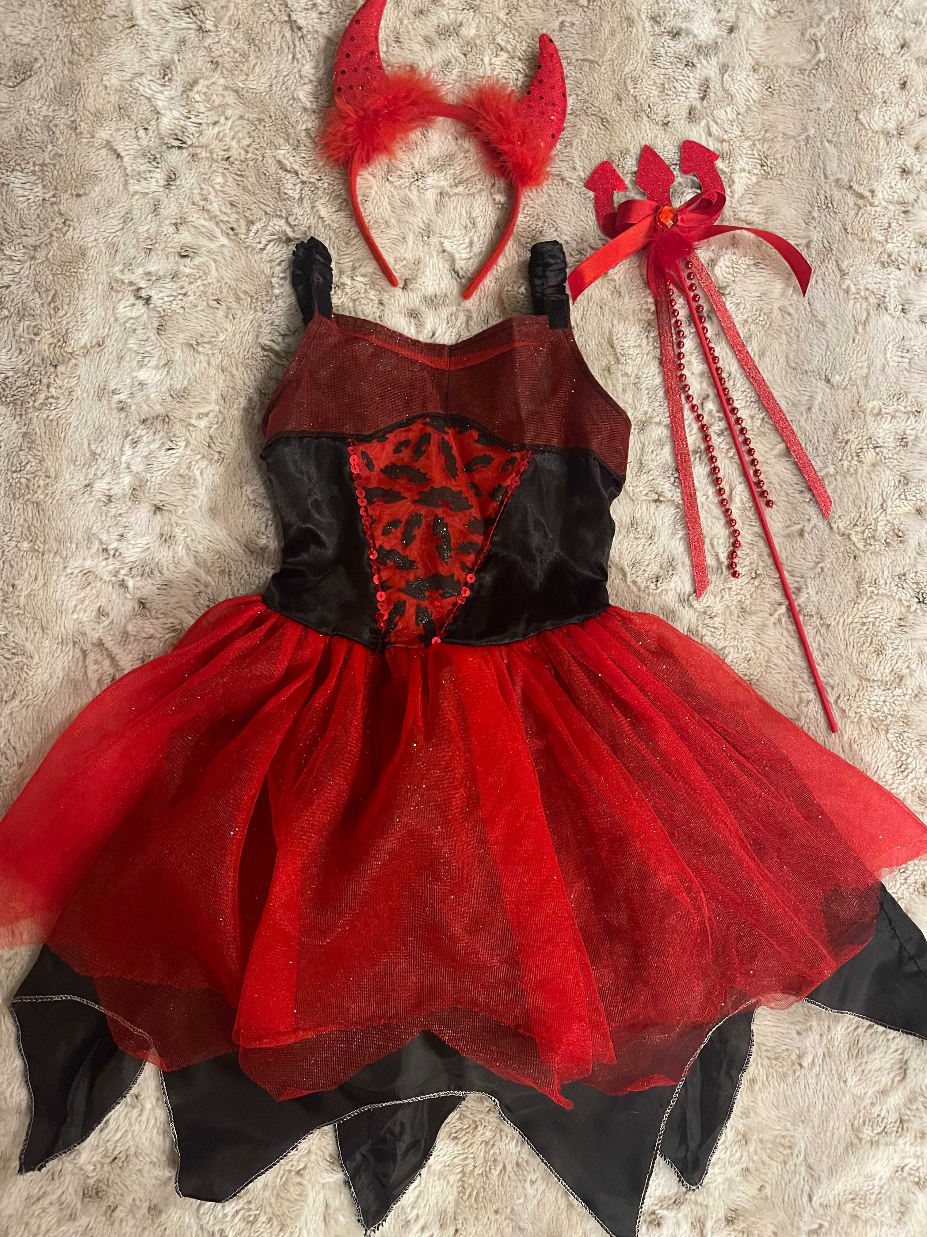 Strój karnawałowy - diabeł, diabełek, Halloween, bal, rozm. 5-6 lat