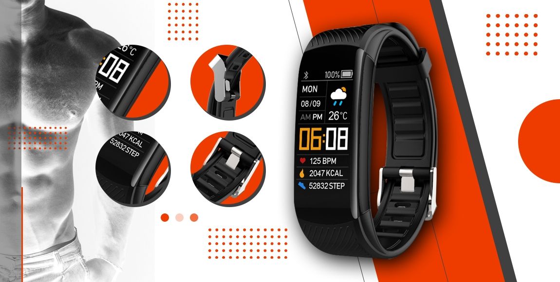 smartband giewont fit&go duo gw200-9 - black + pasek orange power