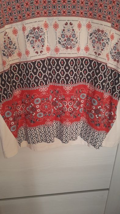 40 42 L XL Reserved orientalna wzorzysta bluzka nietoperz krótki rękaw