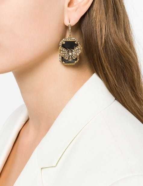 Alexander McQueen Black Butterfly drop earrings kolczyki