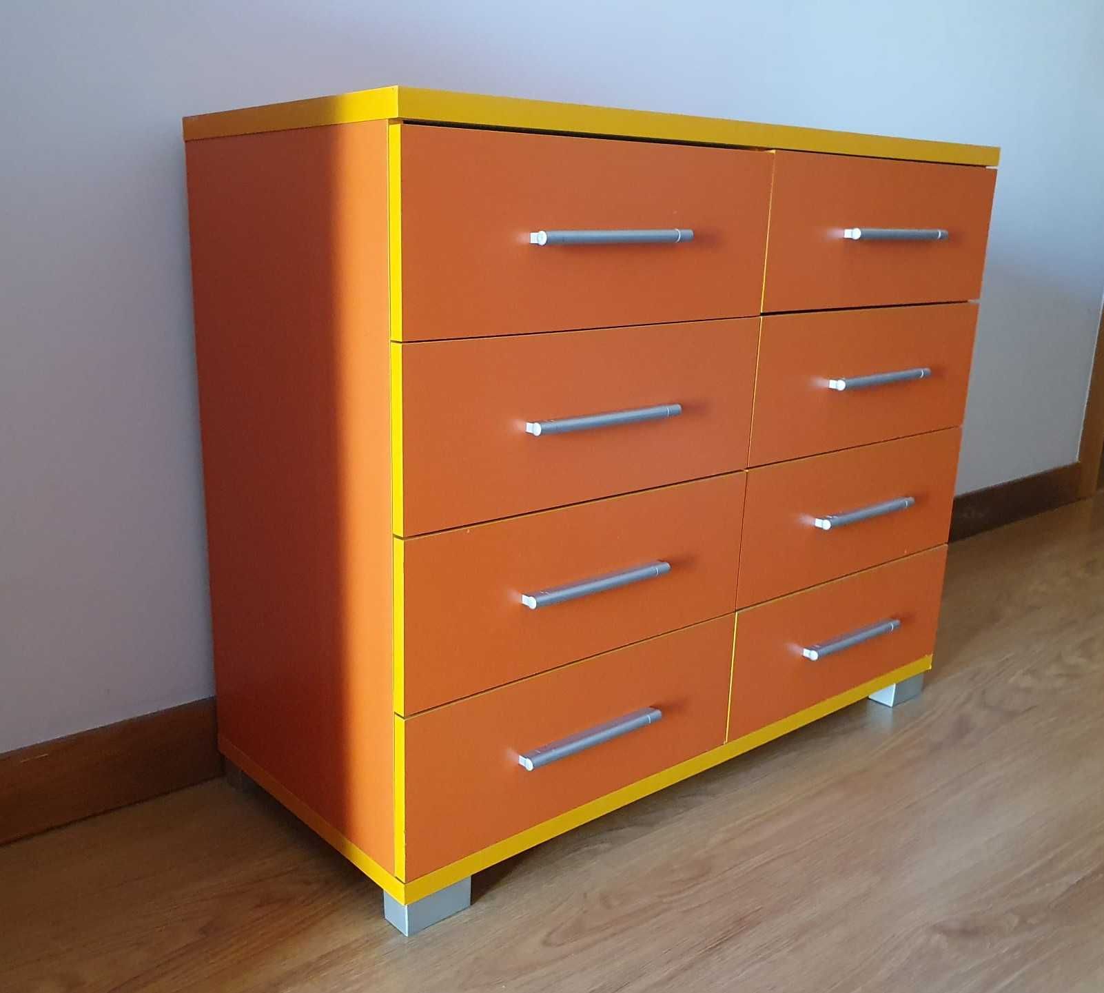 Cómoda de Quarto – 8 gavetas - cor de laranja