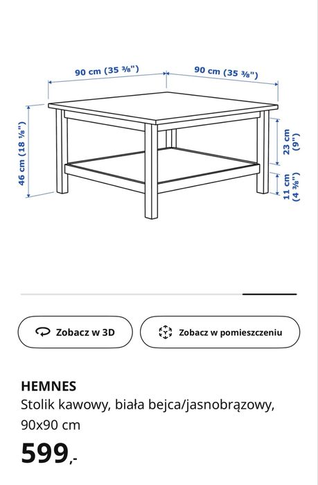 Hemnes stolik kawowy ława biala bejca ikea