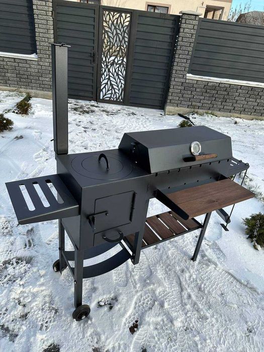 Мангал з пічкою під казан метал 4 мм на 8 шампурів ПОСИЛЕНИЙ