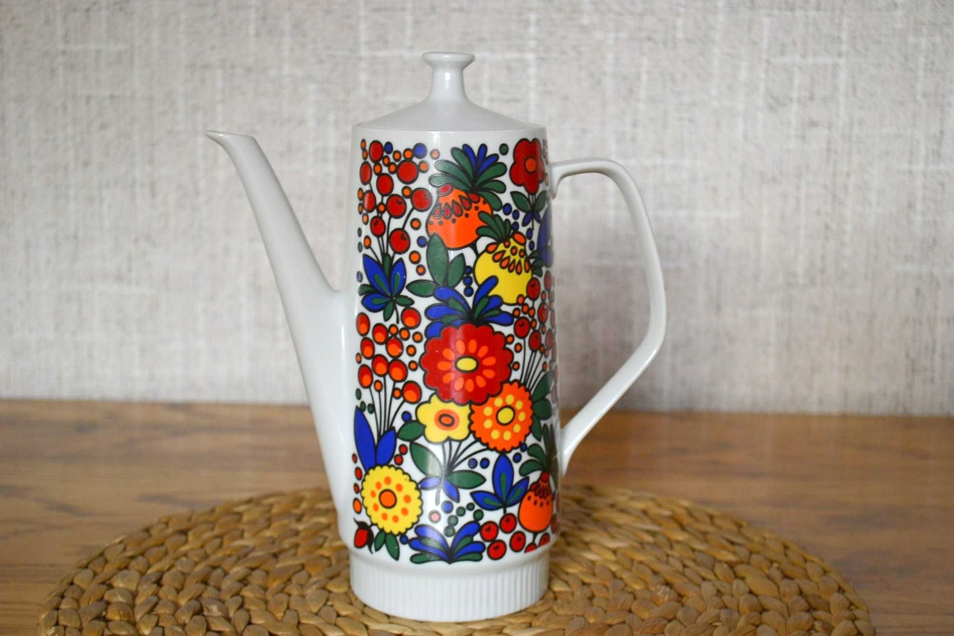 Stadtlengsfeld Dzbanek do kawy herbaty folk kwiaty porcelana