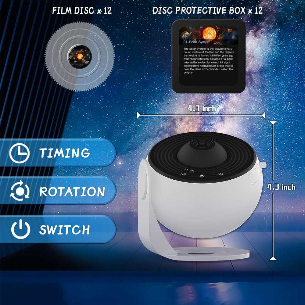 Projetor Galáctico,
Rotação de 360°
Estrelas, Luz de Teto de Nebulosa,