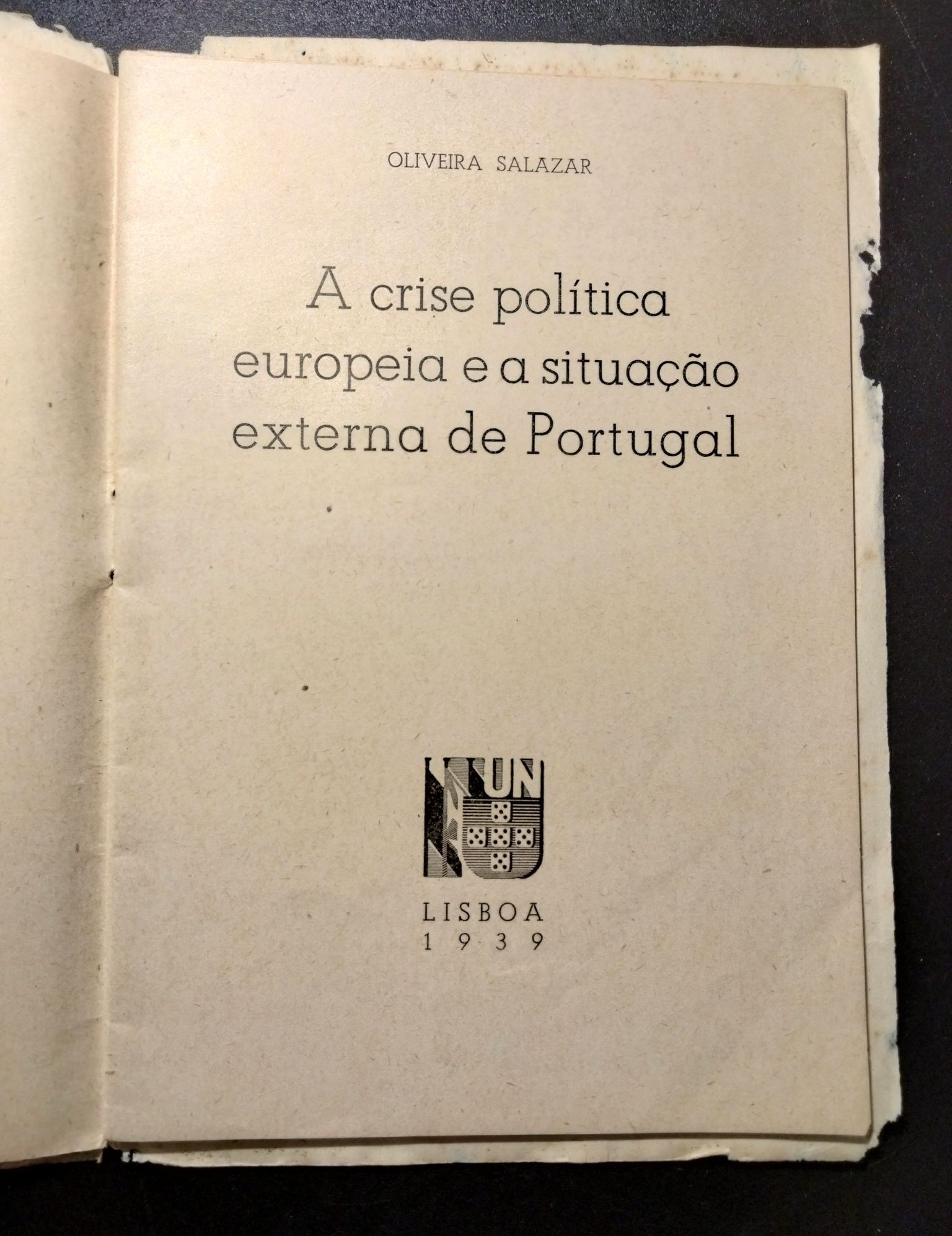 Livro muito raro - Discurso de António Oliveira Salazar (1939)