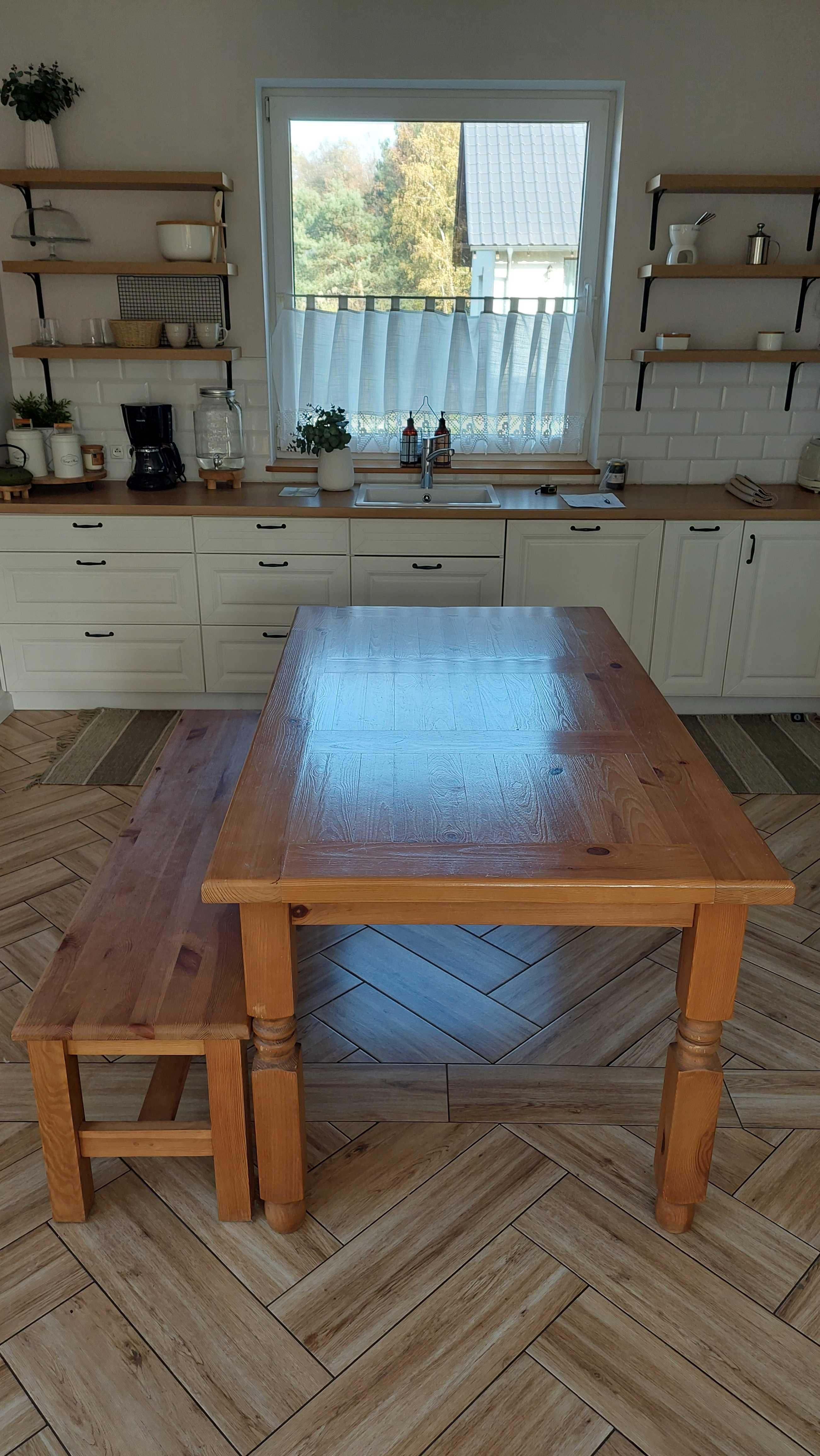 Stół z litego drewna 160 x 90 + ławka