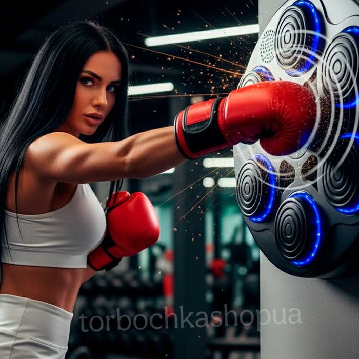 Боксерський тренажер з рукавичками підсвічуванням і музикою 40см
