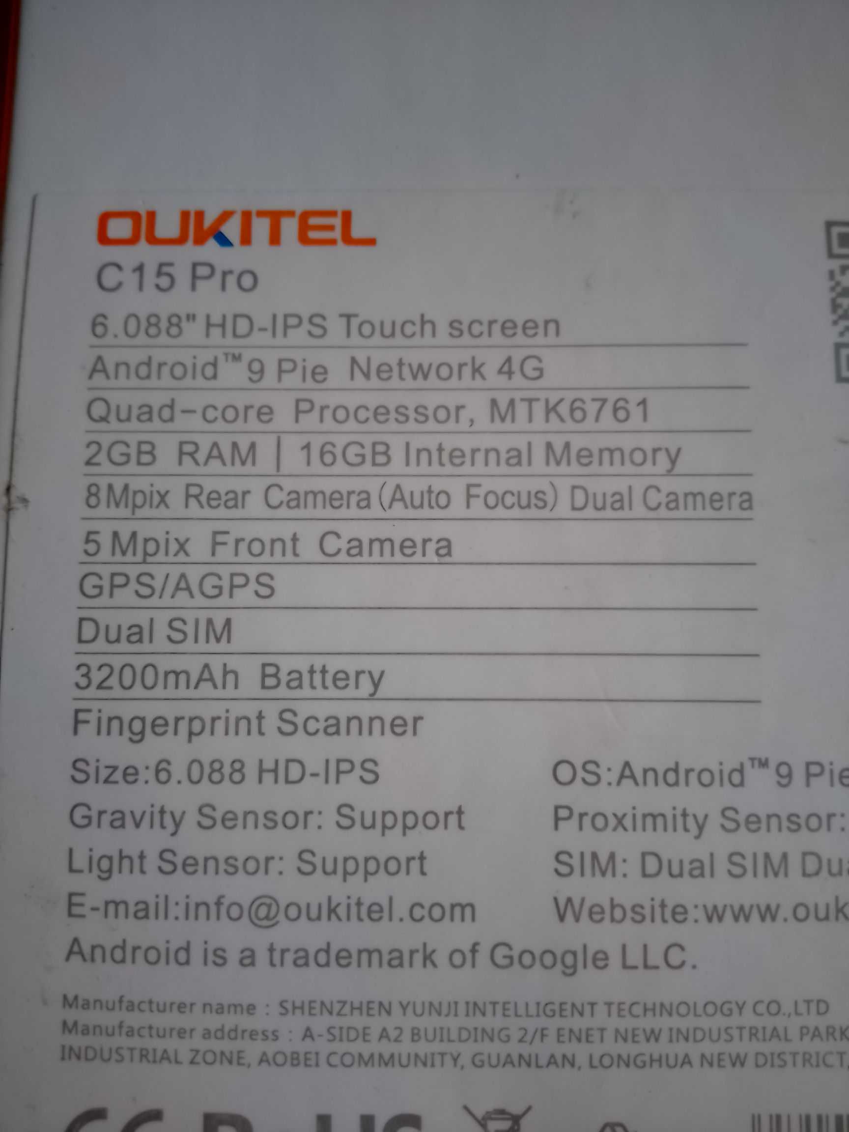 Oukitel C15Pro экран 6,08" IPS 2/16Gb б.у. с комплектом в коробке