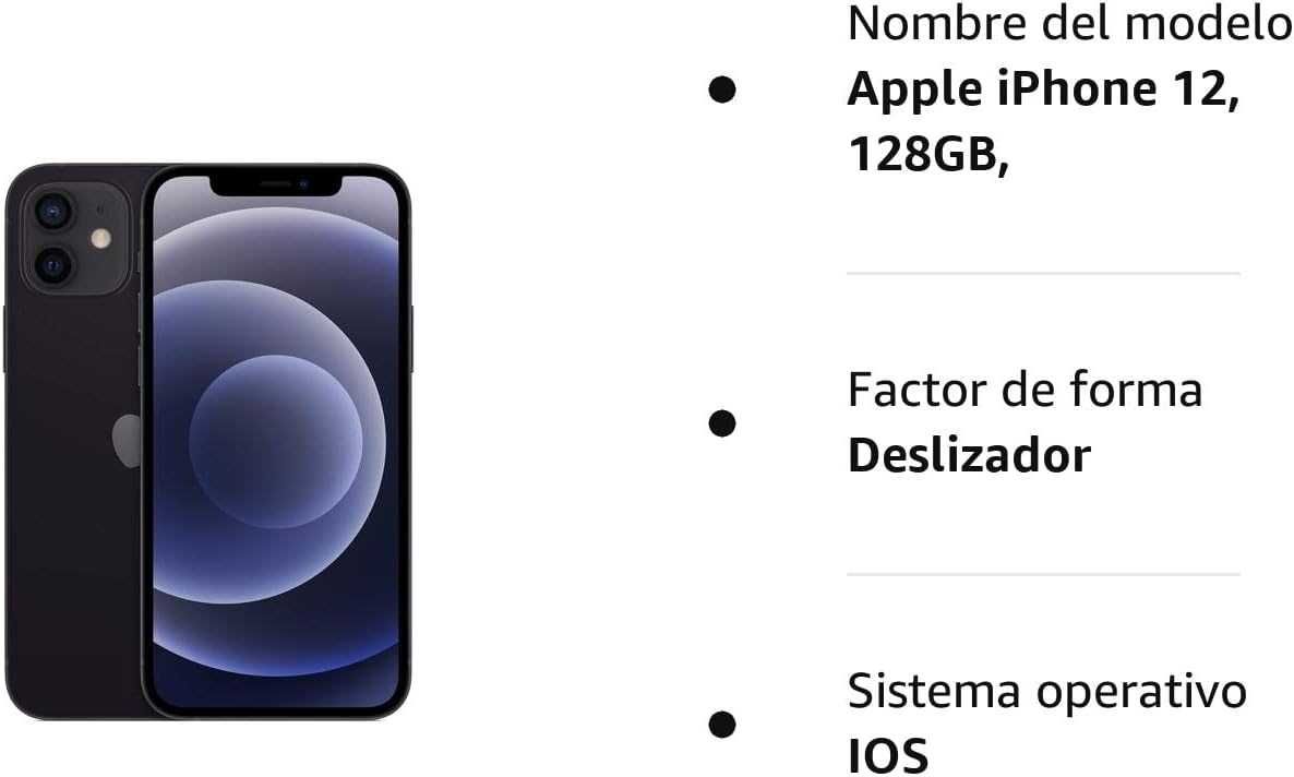 Apple iPhone 12, 128GB, preto - (recondicionado)