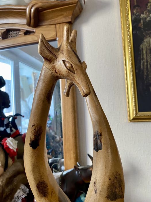 Большая статуэтка, фигура два жирафа, жираф, африканское дерево