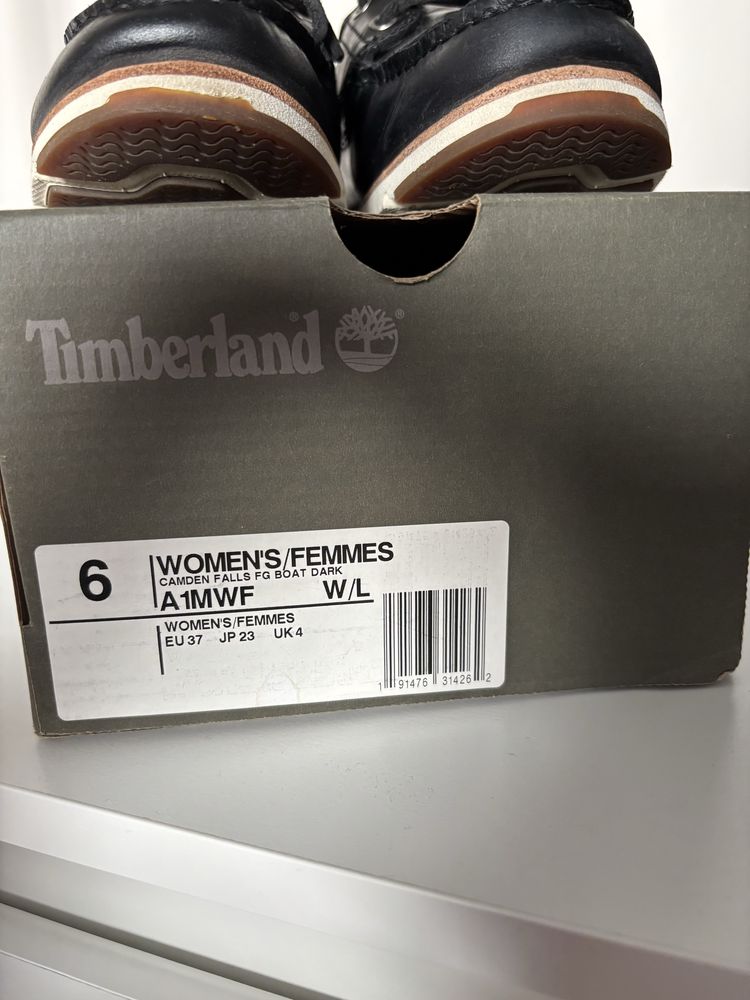Czarne skórzane mokasyny timberland