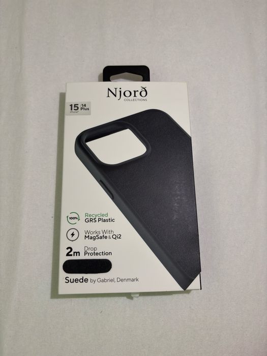 Iphone 15 plus case czarny zamsz Njord
