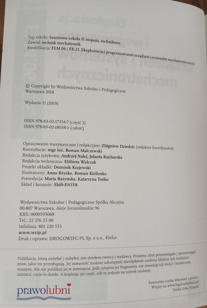 Podręcznik technik mechatronik. Eksploatacja i programowanie urządzeń