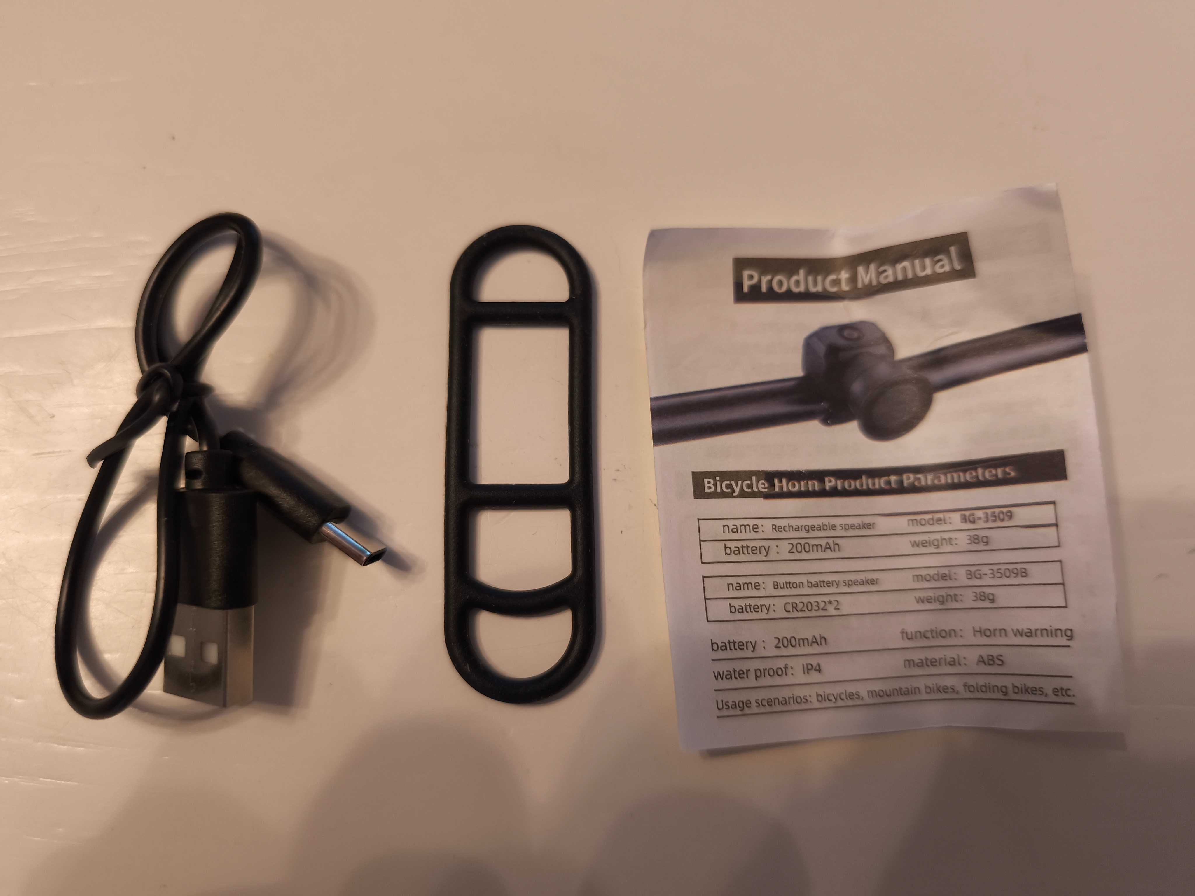 Klakson BG-3509BL,120dB,wbudowana bat.200mAh,ład.USB-C,rower,hulajnoga