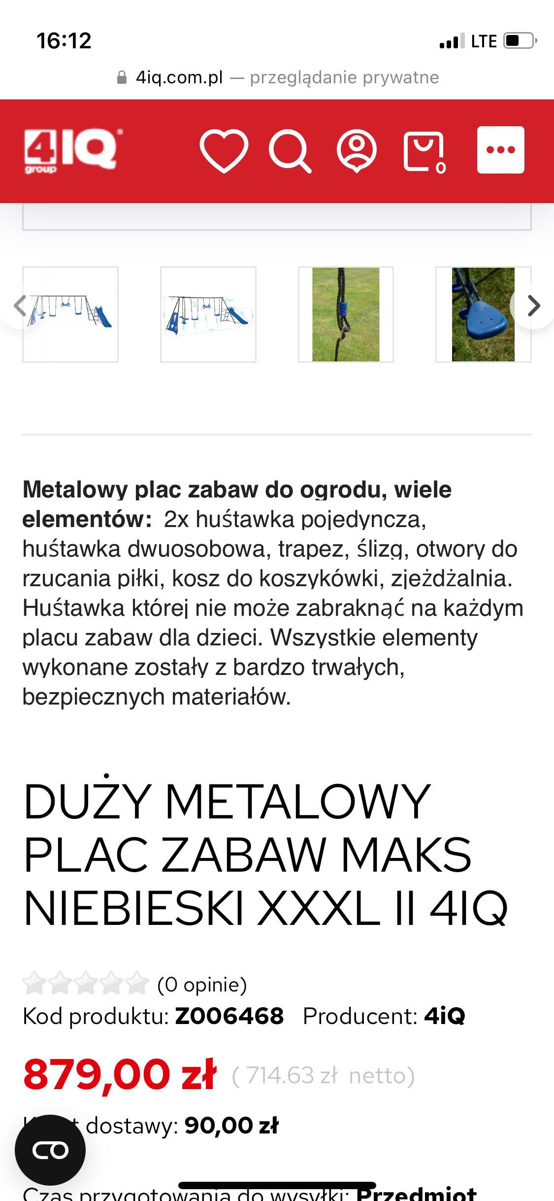 DUŻY metalowy  plac zabaw MAKS NIEBIESKI XXXL II 4IQ Nowy okazja