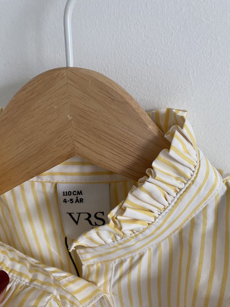 Bluzka koszulowa VRS 104/110 żółte paski falbanki