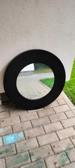 Stylowe lustro okrągłe czarne mat