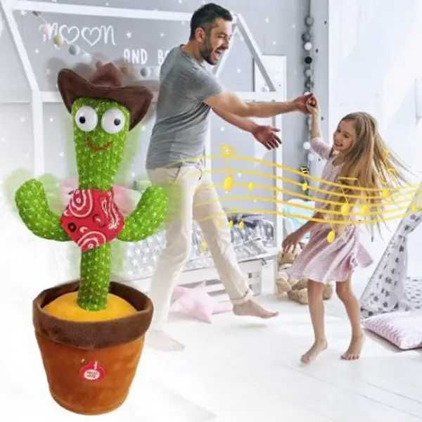 Танцующий кактус поющий с коричневой шляпой Dancing Cactus, есть опт