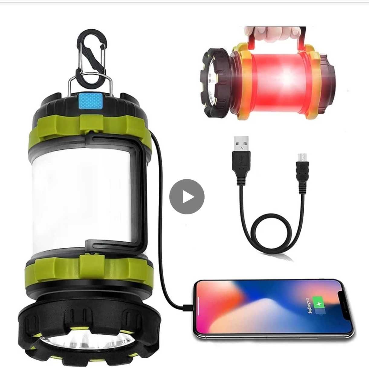 Лампа акумуляторна ліхтар фонарик для дому та кемпінгу 3000 mAh 600Лм