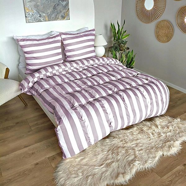 Pościel 140x200 MIKROFIBRA poszewka 70x80 KOMPLET Eusebia Home W PASY