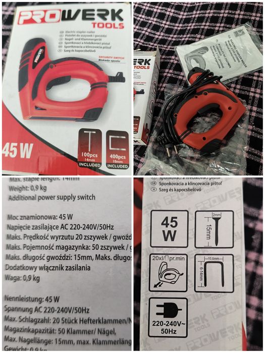 Pistolet do zszywek i gwoździ ,45w prowerk