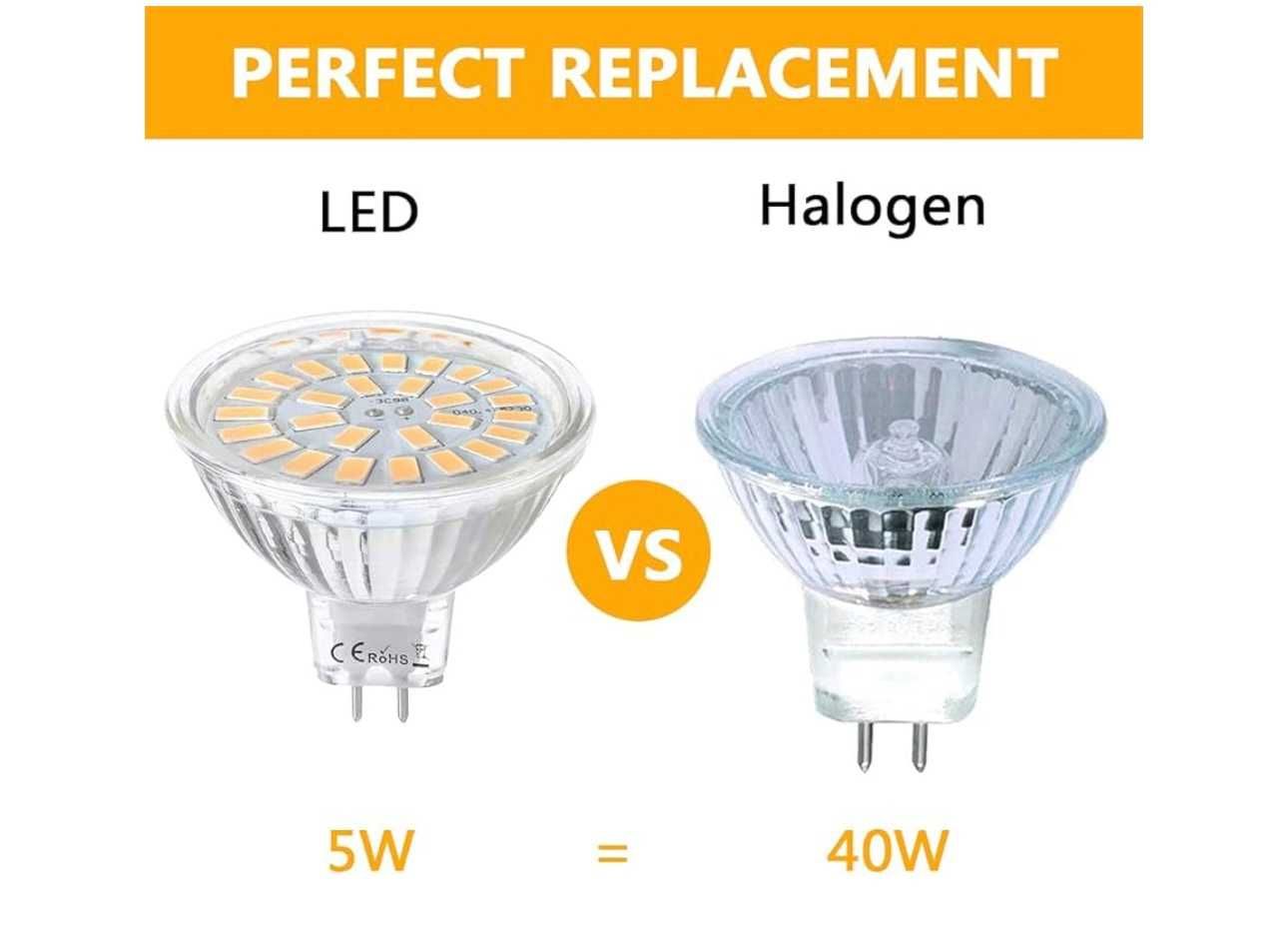 Żarówka LED Vlio MR16 GU5.3 5W=40W 3000K 450 Lumenów zestaw 6 szt.