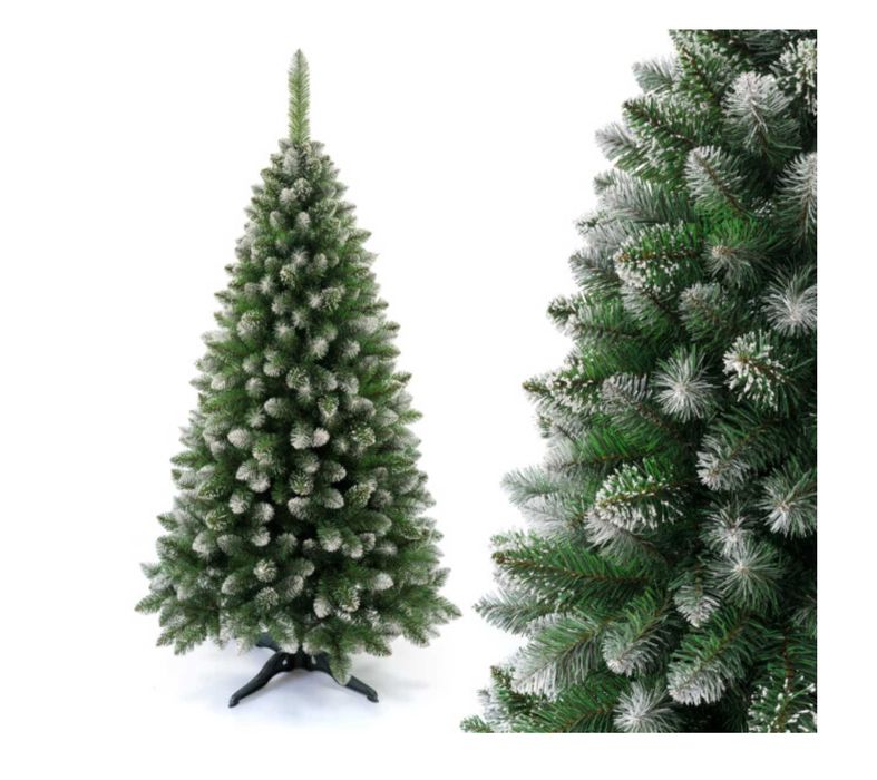 Choinka 220 cm sztuczna sosna z białymi końcówkami jodła diamentowa 2m