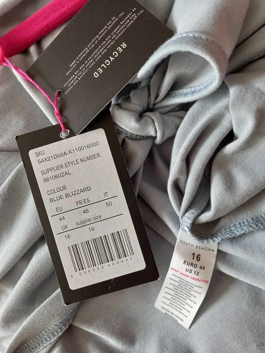 Szary top plażowy z długimi rękawami i ozdobnym przodem South Beach